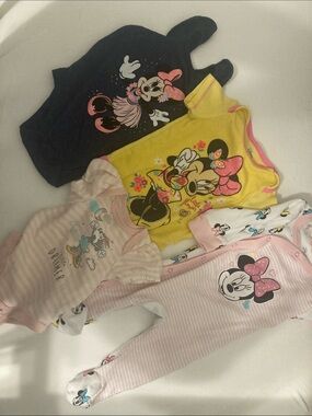 Disney Baby Minnie Mouse One-Piece Bodysuits in Navy, Yellow, Pink, White
